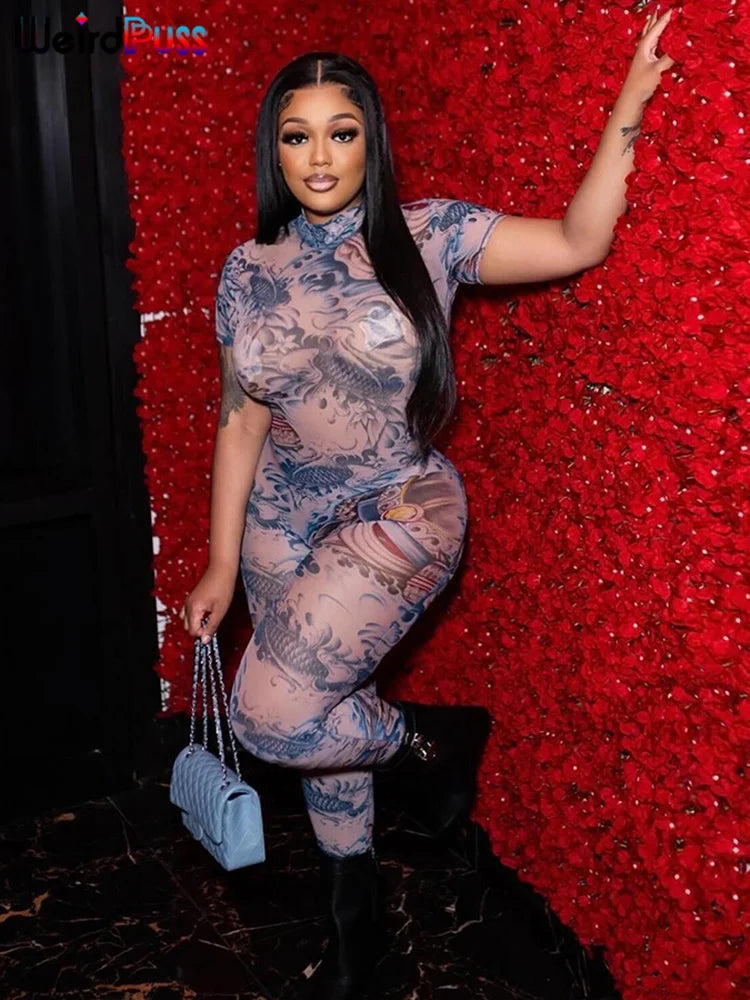 Dragon Flame See-Through Jumpsuit