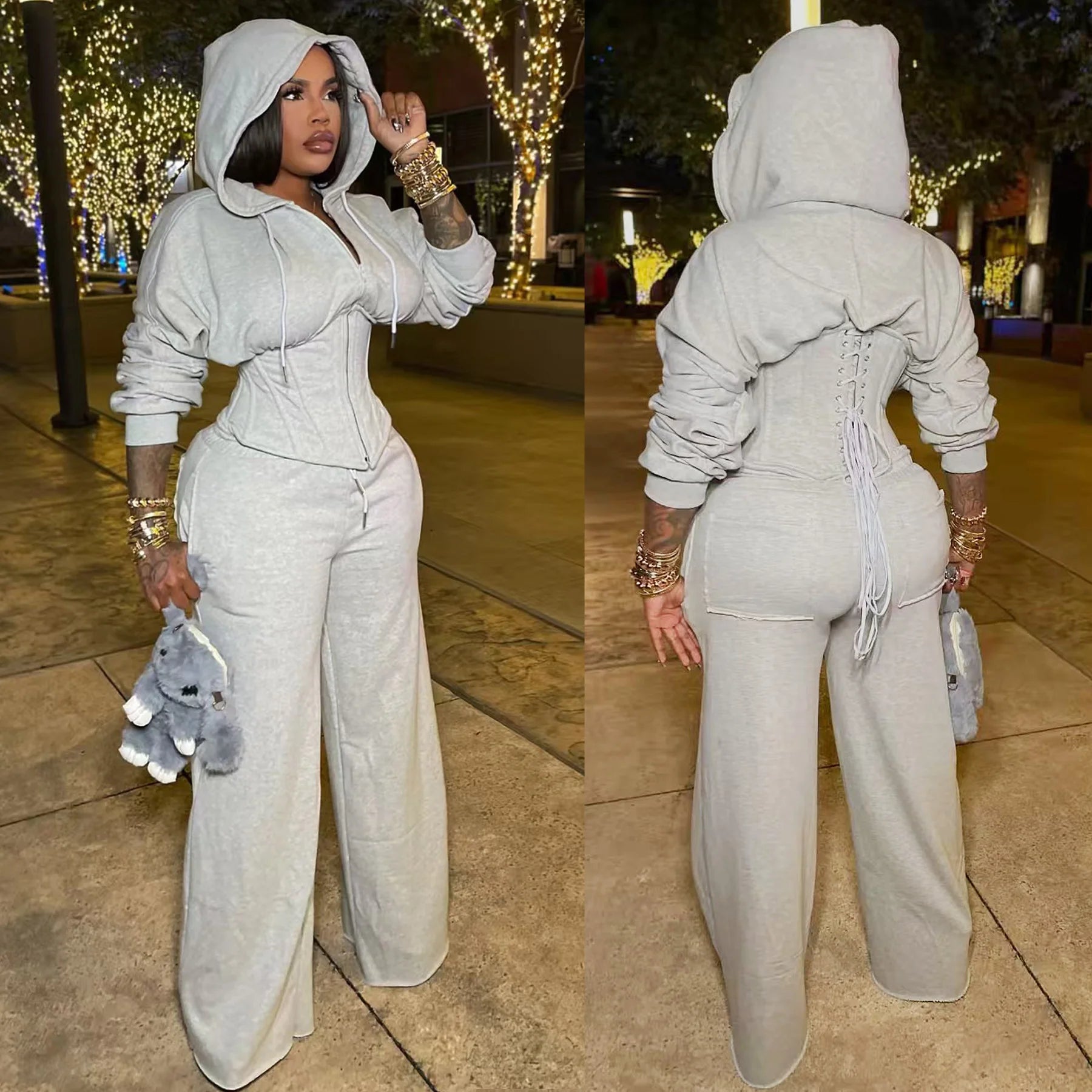 Y2K Two-Piece Hoodie Tracksuit Set