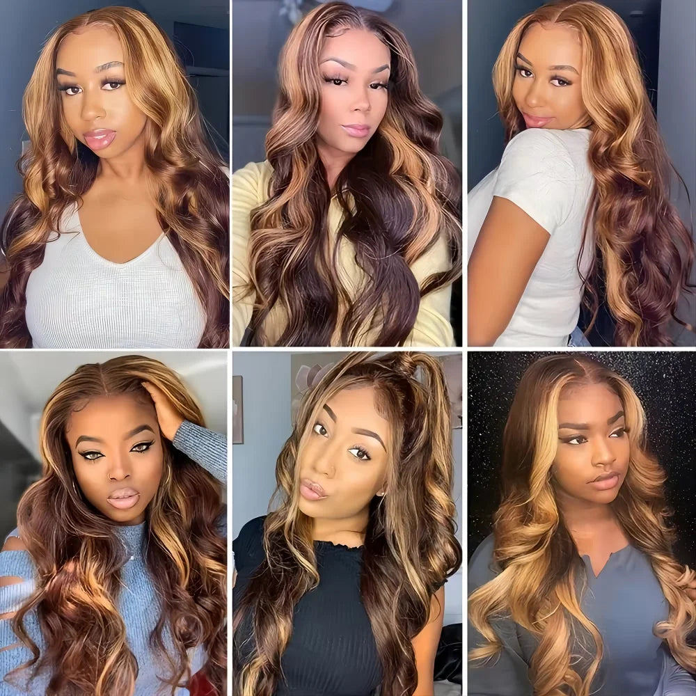 Brazilian Ombre Blonde Body Wave Lace Frontal Wig (4/27 Highlight)