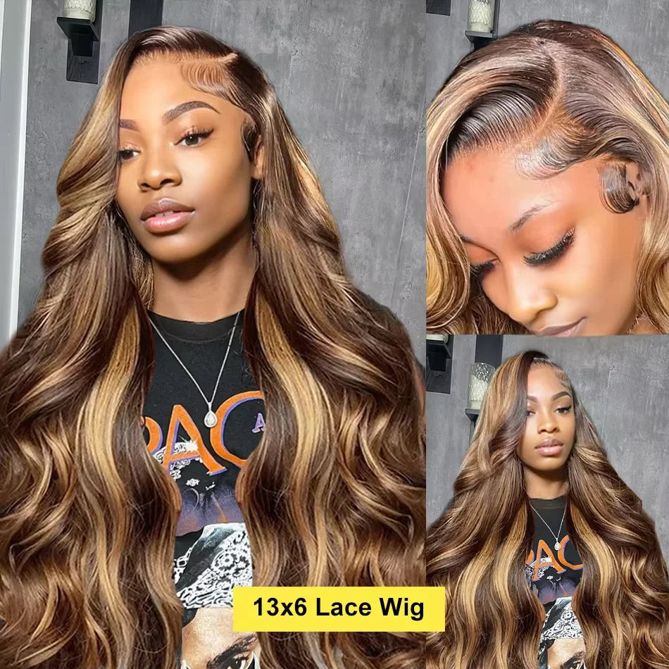 Brazilian Ombre Blonde Body Wave Lace Frontal Wig (4/27 Highlight)