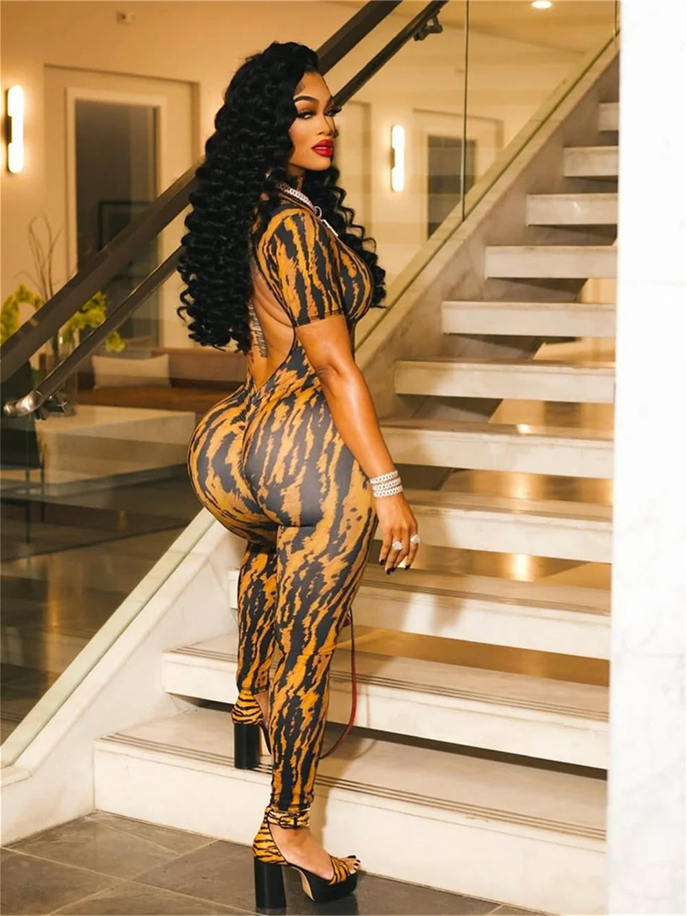 Midnight Stripe Slim Jumpsuit