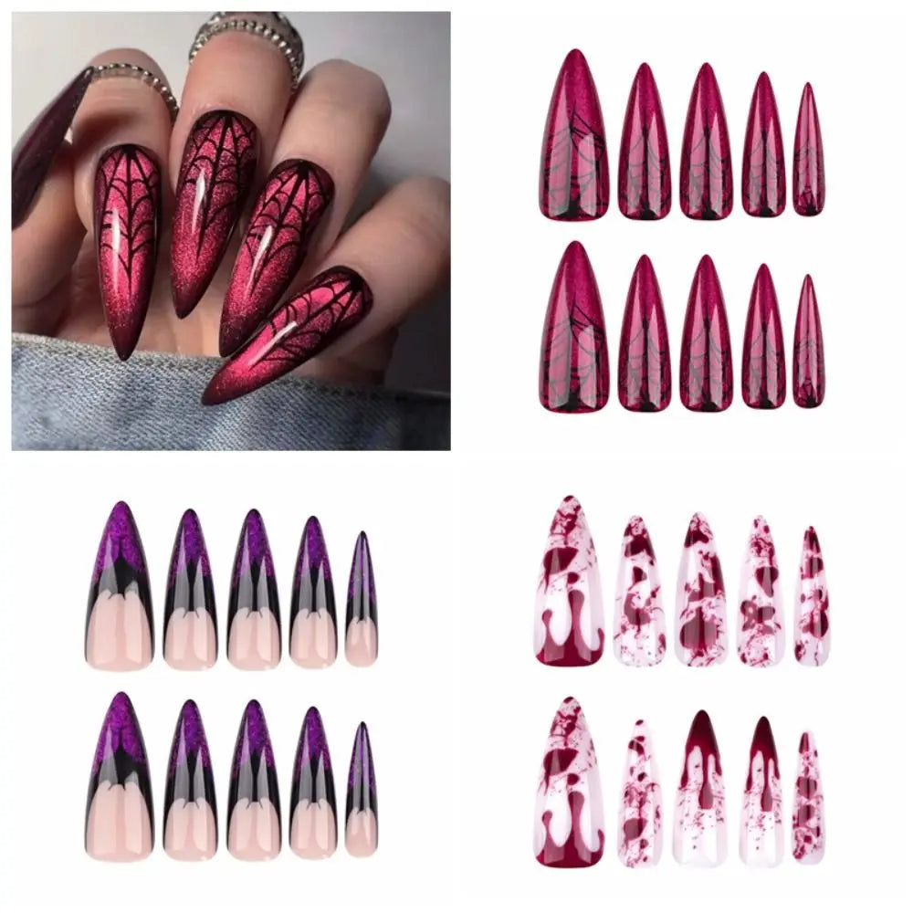 Visual Impact Halloween Press on Nails Various Styles Detachable Halloween Fake Nails Festive Atmosphere DIY