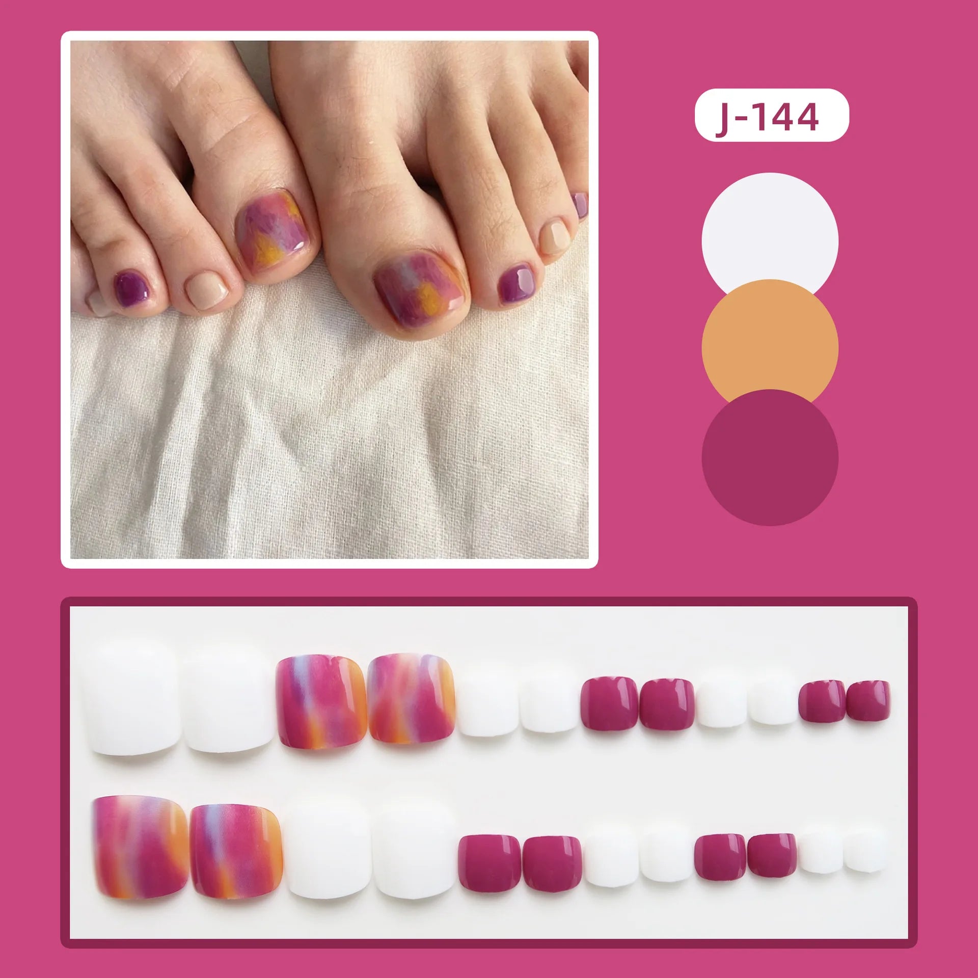 24Ps Glossy Lake Blue Press on Toe Nails Artificial Acrylic Fake Toenails Full Coverage Removable Wearable Toe Nail Art Finished