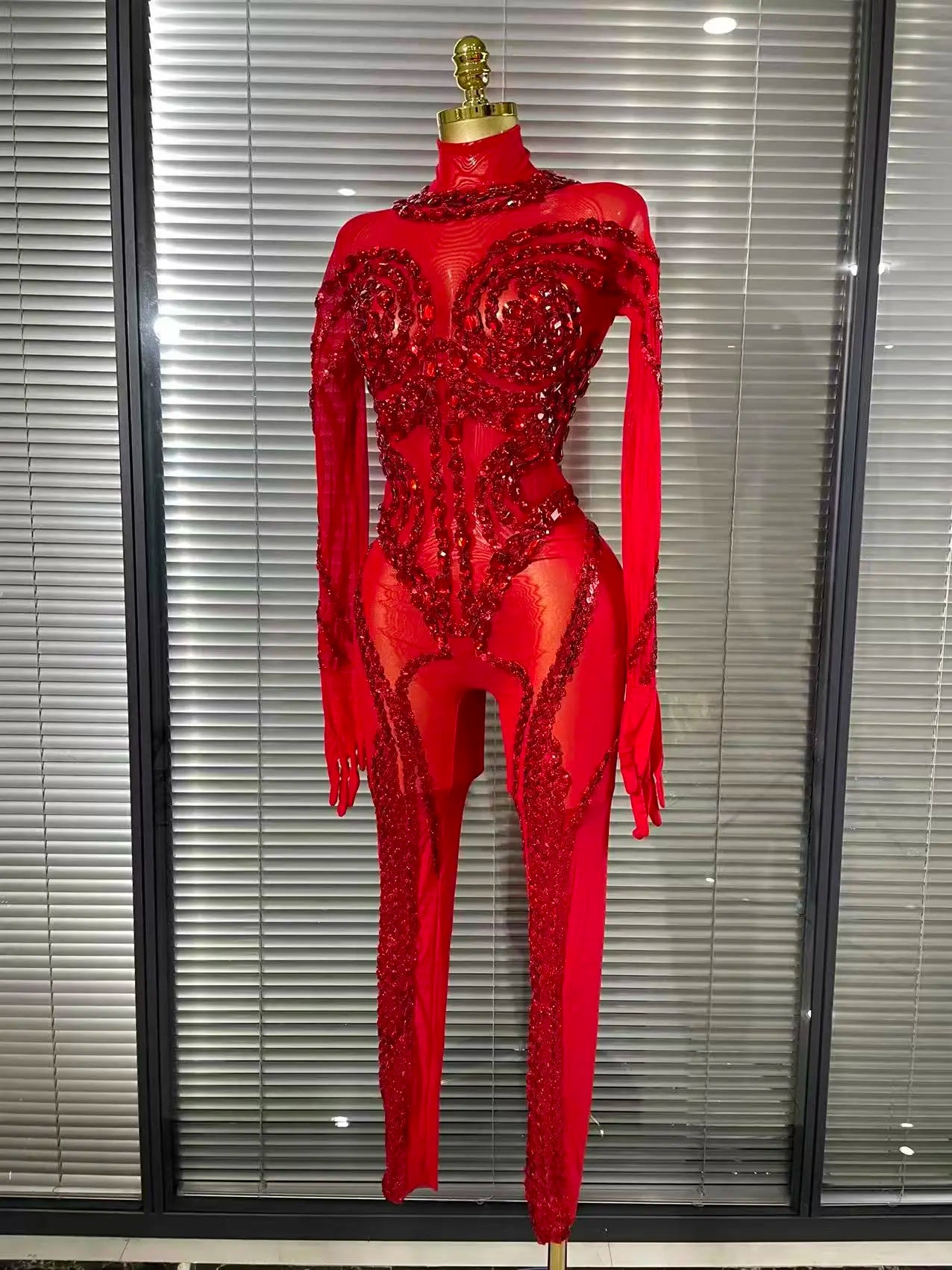 Fashion Sparkly Full Rhinestone Black Jumpsuit Sequin Sexy Club Party Birthday Leotard Drag Queen Pole Dance Costume Outfits