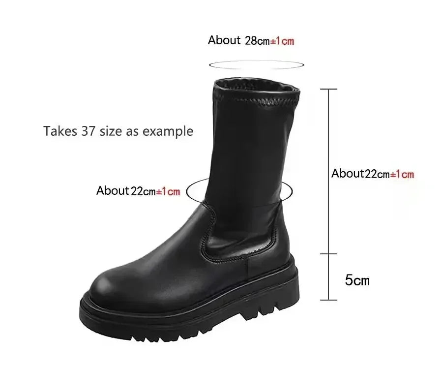 Platform Heel Knee High Boots Women Fashion Ladies Zipper Round Toe Knight Long Boots Autumn Winter Women's Shoes Footwear