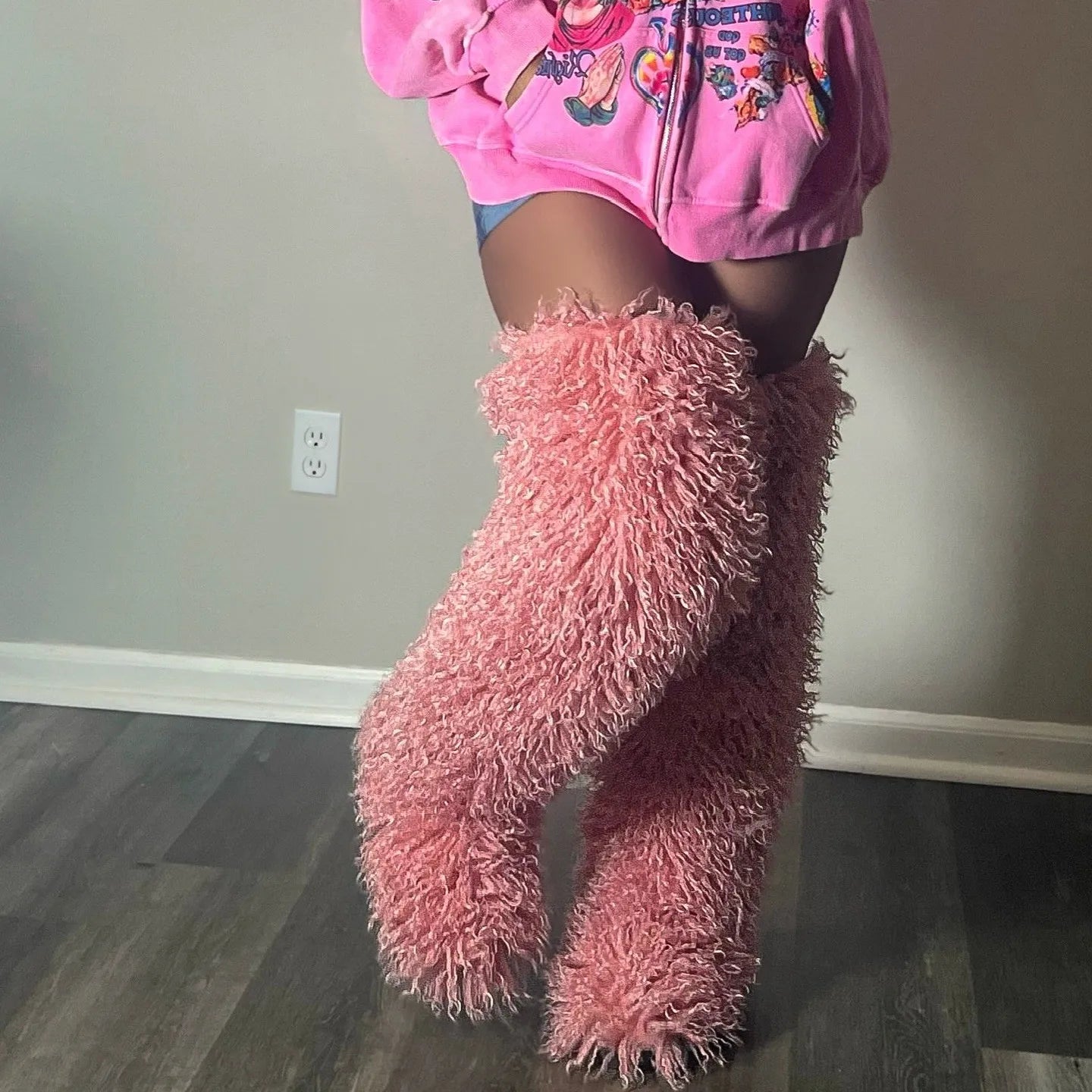 Over The Knee  Thigh High Mongolian Fur Boots Faux Tall Boots for Women