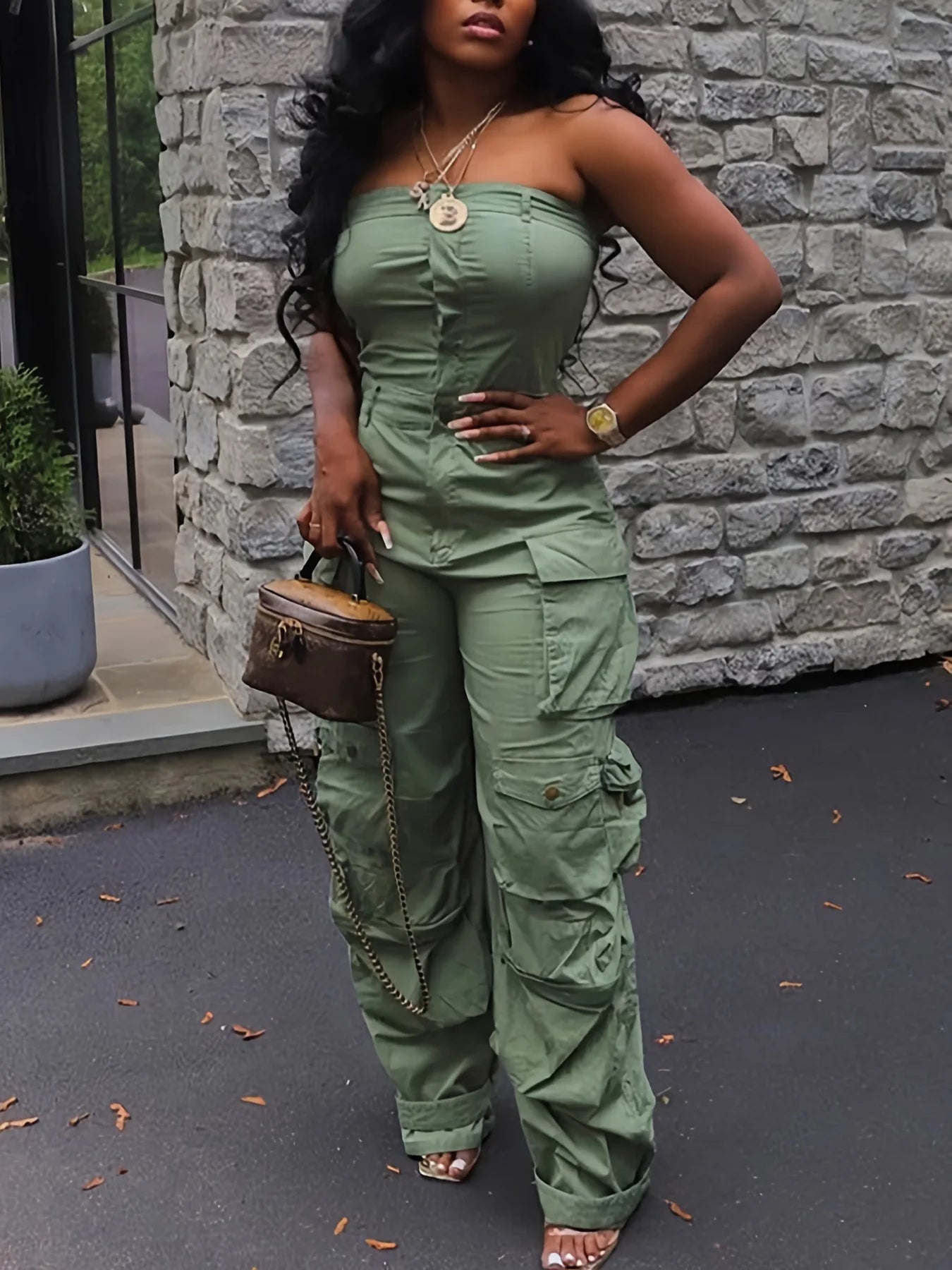 Cross-Denim Casual Jumpsuit