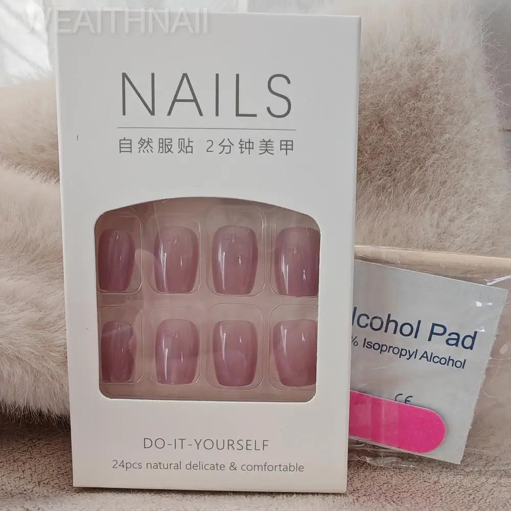 24 Pcs Green Solid Color Finger Nails Simple Press on Acrylic Nails for Gluing Ready Square Nail Tips Realistic False Nails 2025