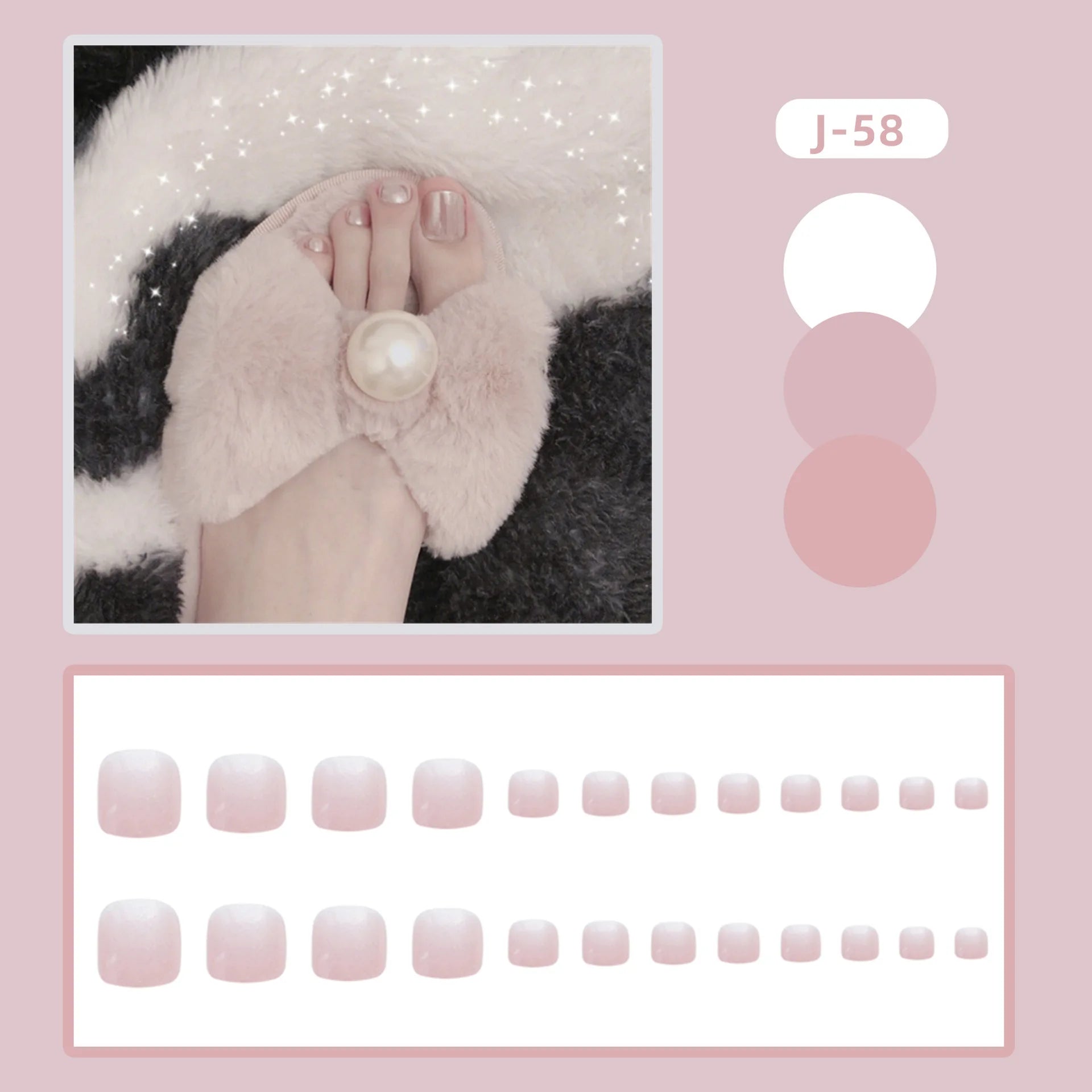 24Ps Glossy Lake Blue Press on Toe Nails Artificial Acrylic Fake Toenails Full Coverage Removable Wearable Toe Nail Art Finished