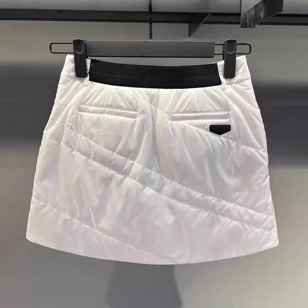 2025 New Women's Golf Skirt Autumn/Winter Down Skirt, Warm, Comfortable, Slim Fit Sports, with Inner Lining to Prevent Light Lea