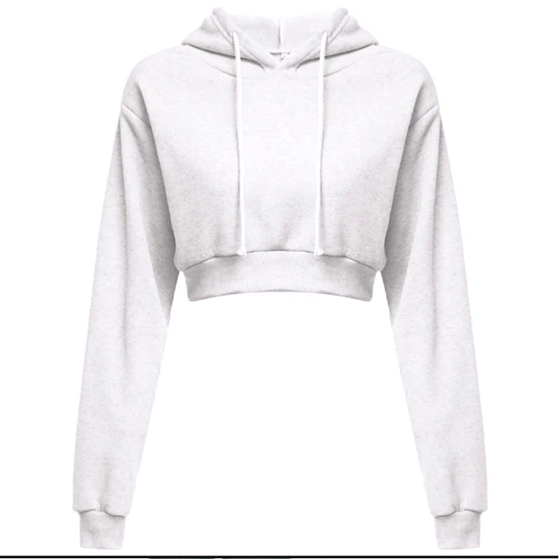 New Fashion Women Hoodie Sweatshirt Short Top Coat Sport Pullover Hooded Tops Female Autumn Winter Clothes Crop Top Hoodie