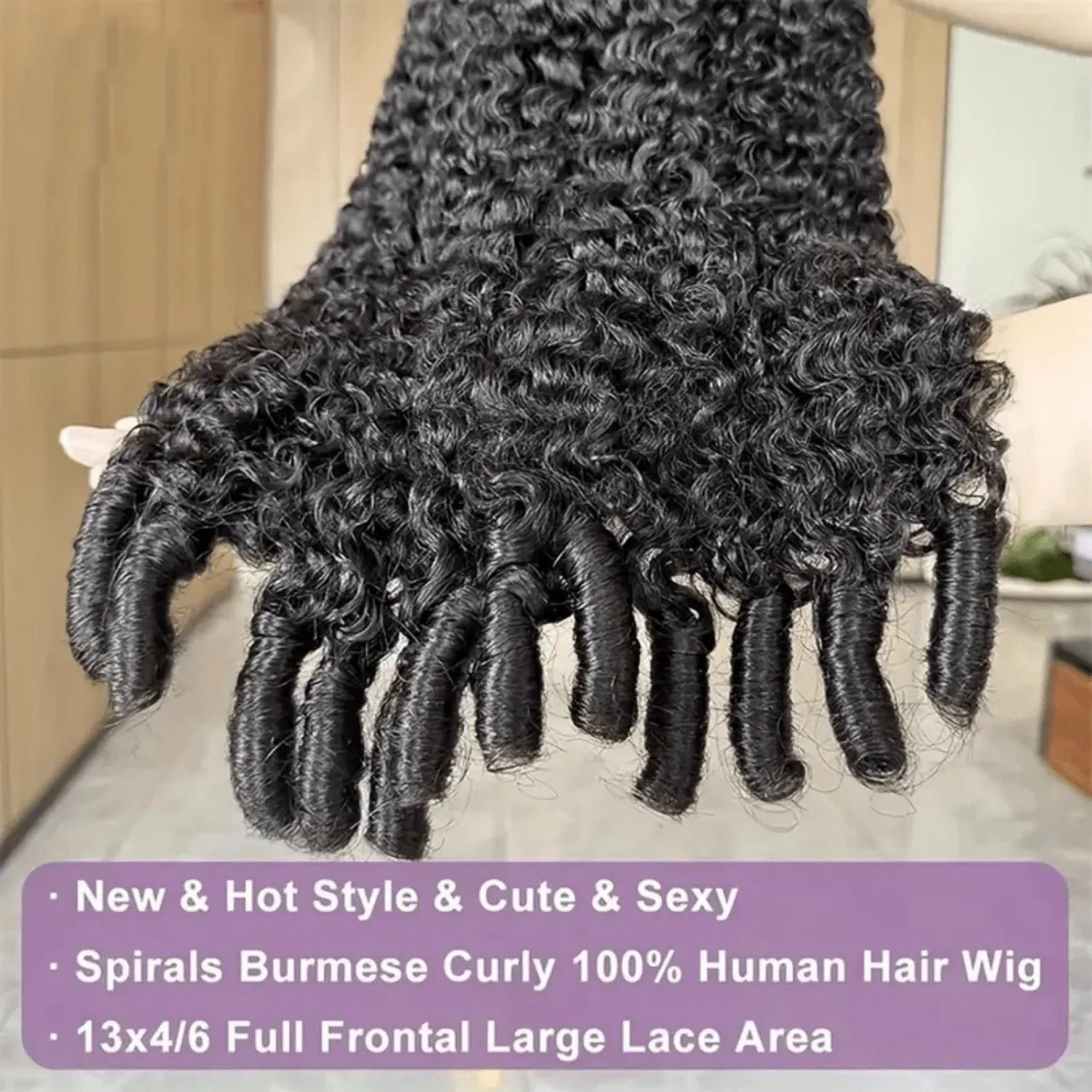 40 Inch 12A Burmese Curly Human Hair Wigs Brazilian Pixie Curls 250% Transparent Lace Frontal Wig For Women Burmese Curly Wig