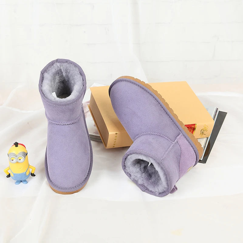 100% Natural Fur Winter Boots Classic Women Snow Boots Genuine Sheepskin Leather Female Short Boots Warm Wool Ankle Shoes