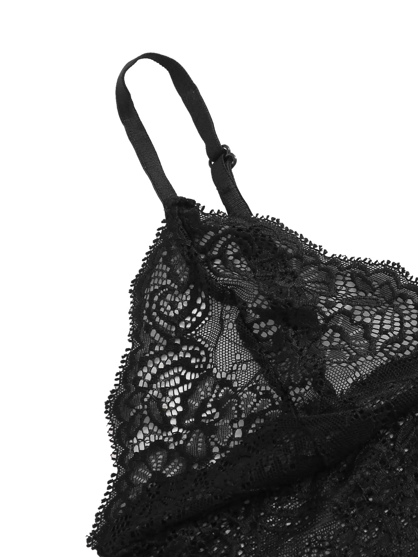 Women's 2 Piece Sexy Lace Pajama Set See-Through Bralette Cami Top and Shorts Breathable Sleepwear Plus Size Summer Lingerie