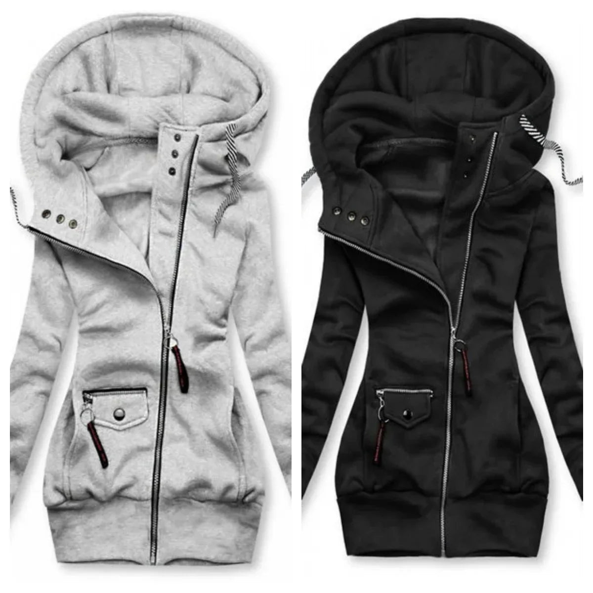 Women Oversize Hoodies Sweatshirts Pullovers Hoodie Female Patchwork Sweatshirt Autumn Warm Hoody Zipper UP Tops