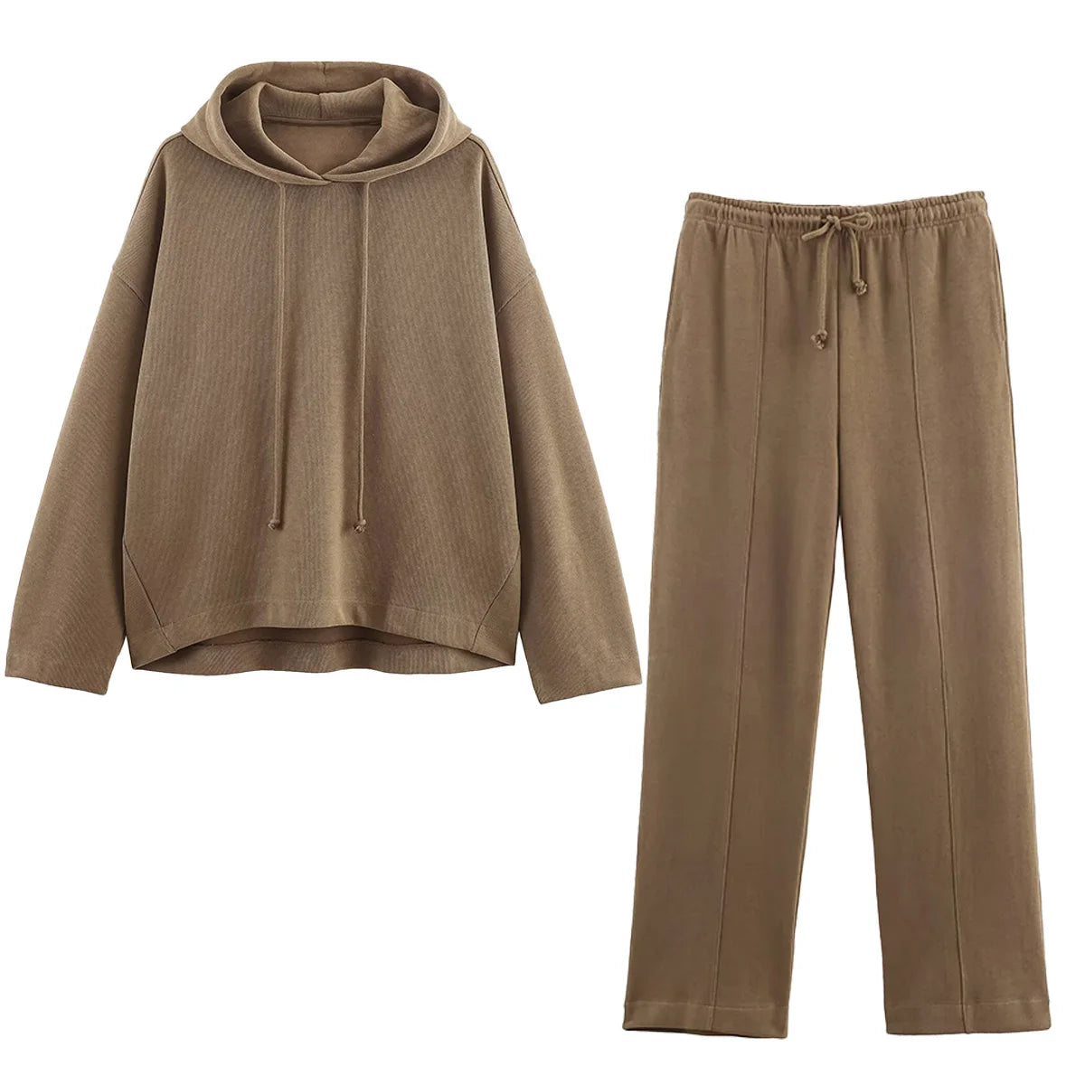 HH Women Pants Suit Autumn Hooded Long Sleeves Casual Loose Hoodie Top+High Waist Drawstr Solid Trousers Fashion 2 Piece Set