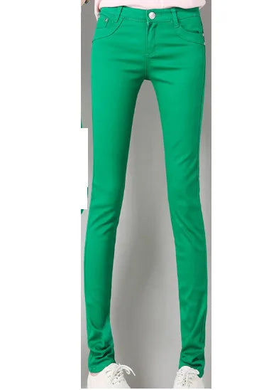 Women Dress Pants Tapered Leg  Colored Stretch Slim Jeans Skinny Trousers  Pockets  for Daily ouc073