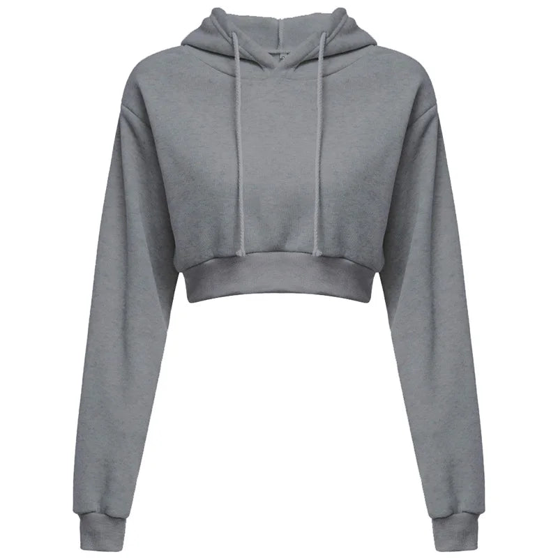 New Fashion Women Hoodie Sweatshirt Short Top Coat Sport Pullover Hooded Tops Female Autumn Winter Clothes Crop Top Hoodie