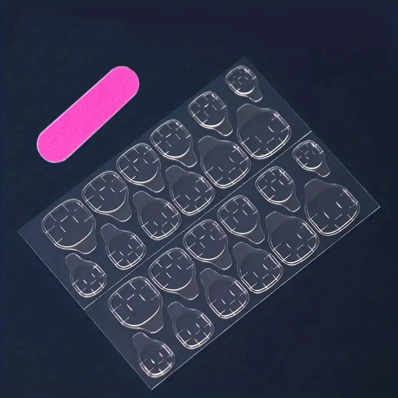 96pcs Almond Shaped Press on Nails, Medium Length, Glossy Finish, Pink & White Gradient, French Stripe Design, Fashionable & Ele