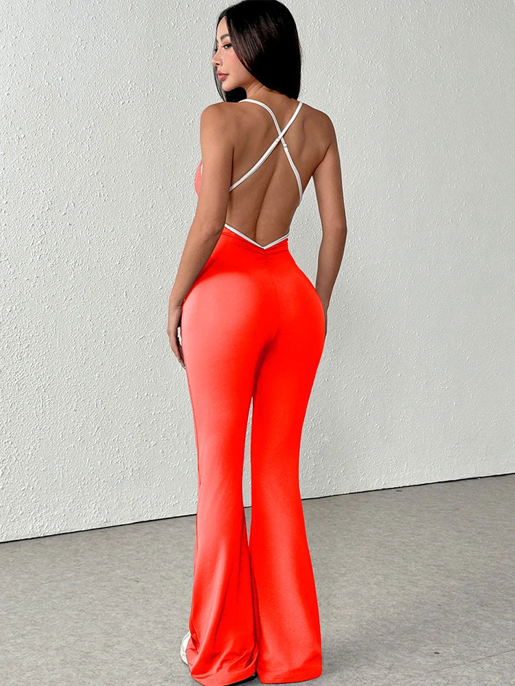 Backless Sling Slim-Fit Streetwear Jumpsuit