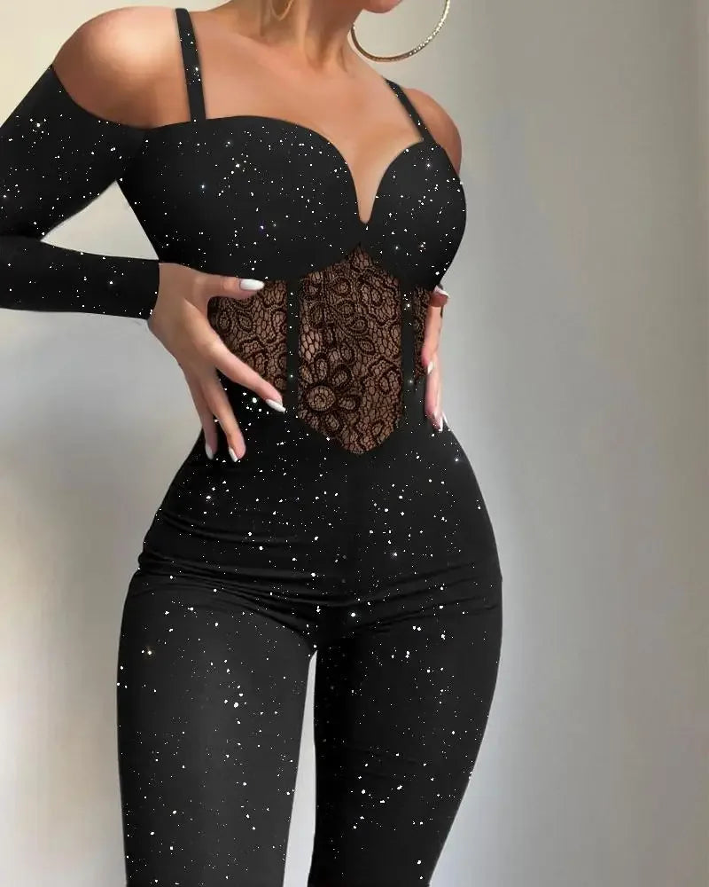 Elegance Contrast Lace Corset Jumpsuit