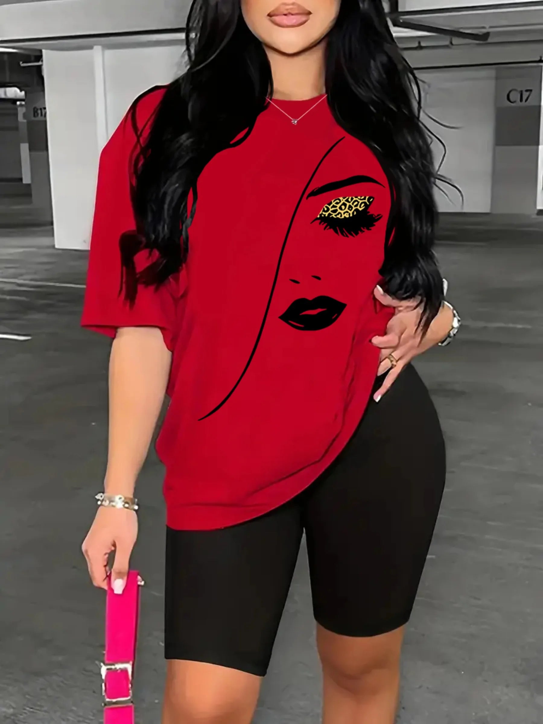 Plus Size 2-Piece Sports Tee & Shorts Set