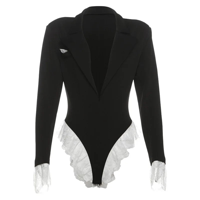 Noir Lace Blazer Jumpsuit