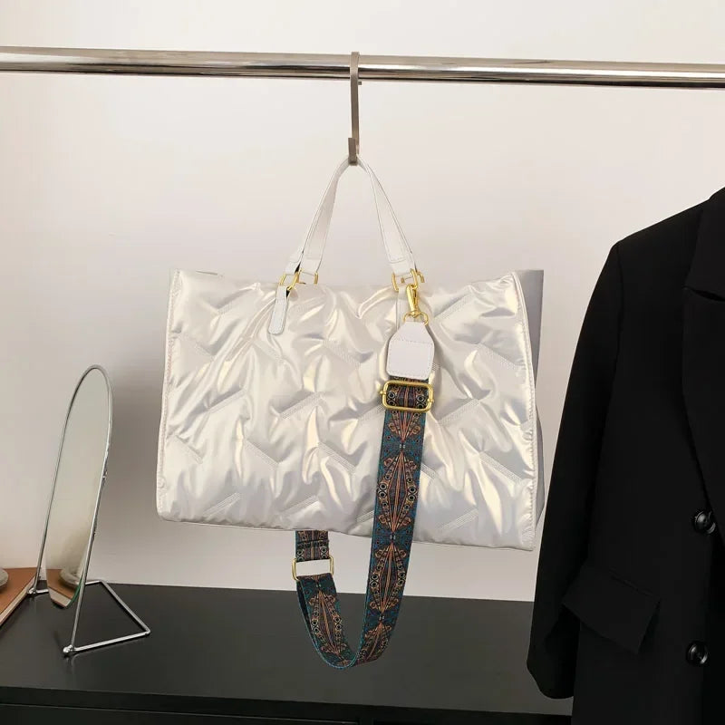 Fashion Large Tote Padded Handbags Designer Quilted Women Shoulder Bags Luxury Nylon Down Cotton Crossbody Bag Winter Tote Big