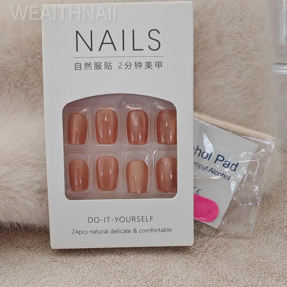 24 Pcs Green Solid Color Finger Nails Simple Press on Acrylic Nails for Gluing Ready Square Nail Tips Realistic False Nails 2025