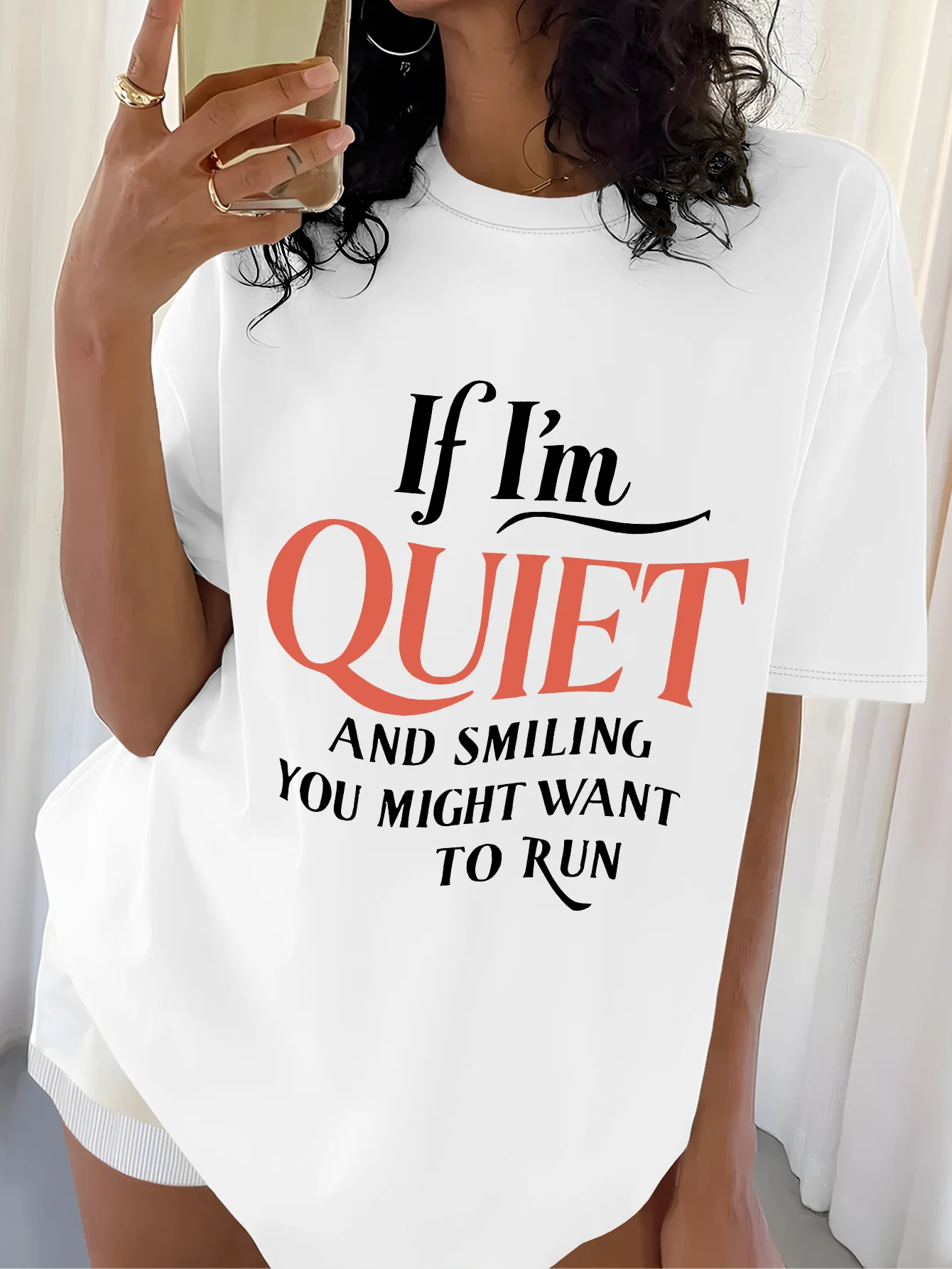 Plus Size “If I’m Quiet & Smile” Graphic Tee