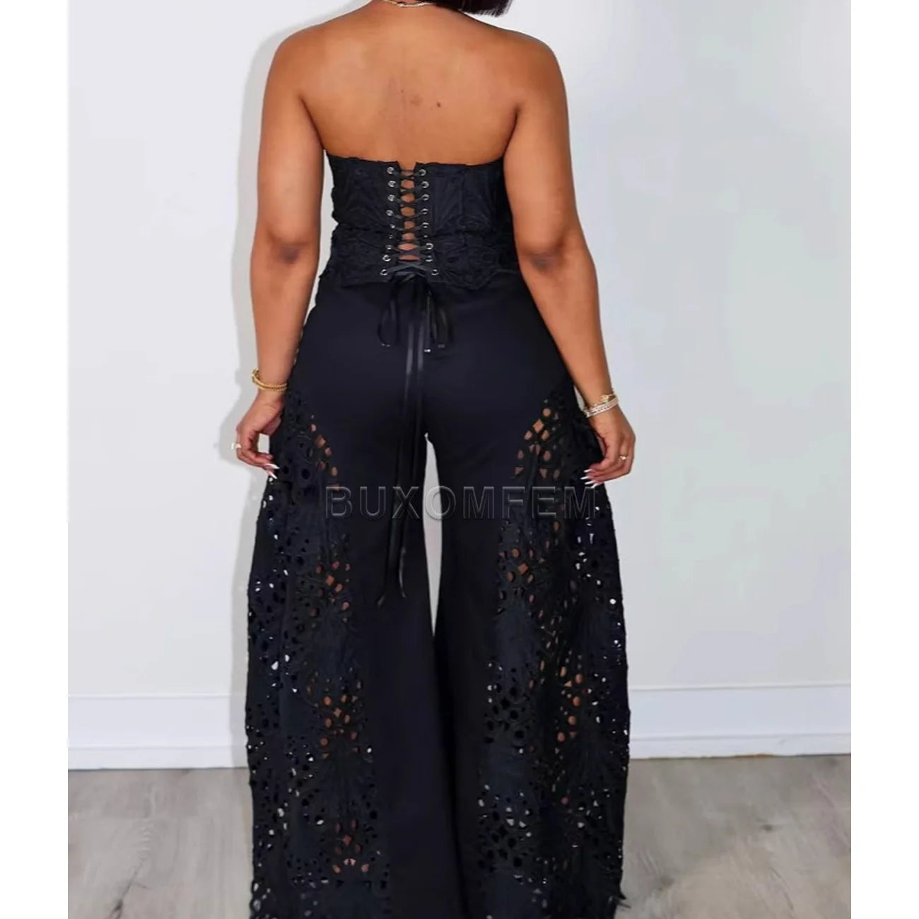 Luxe Lace Strapless Jumpsuit Set