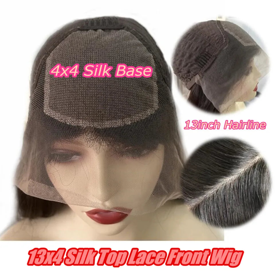 Brown-Blonde Highlight Silk Top Glueless Lace Frontal Human Hair Wig