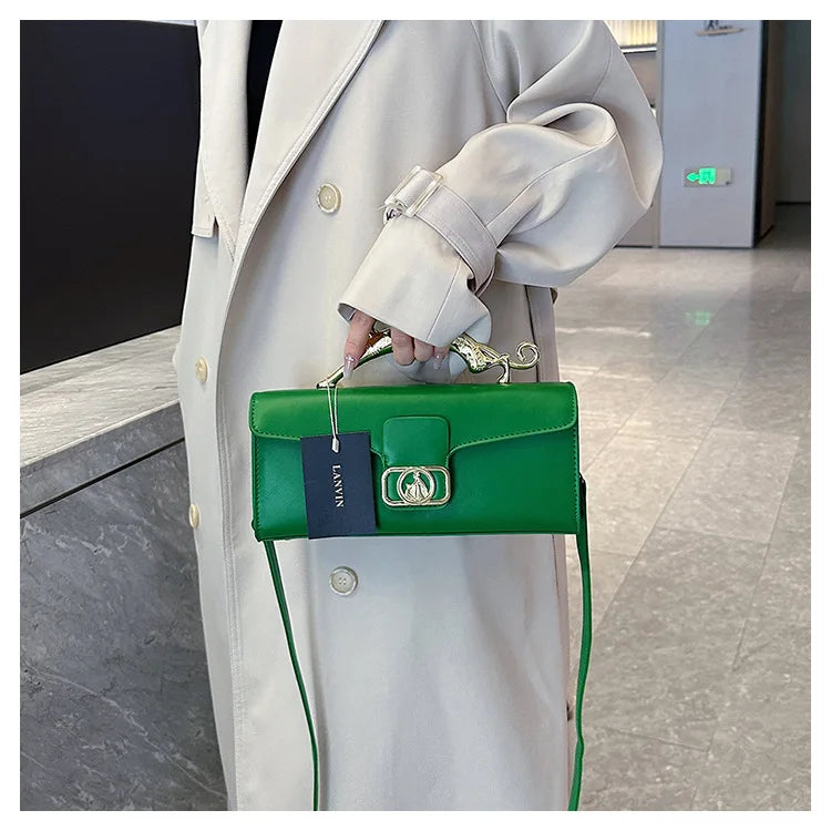 Women's Handbag New Bags For Women Metal Handle Leather Famous Brand Designer Crossbody Fashion Trend Shoulder Bag