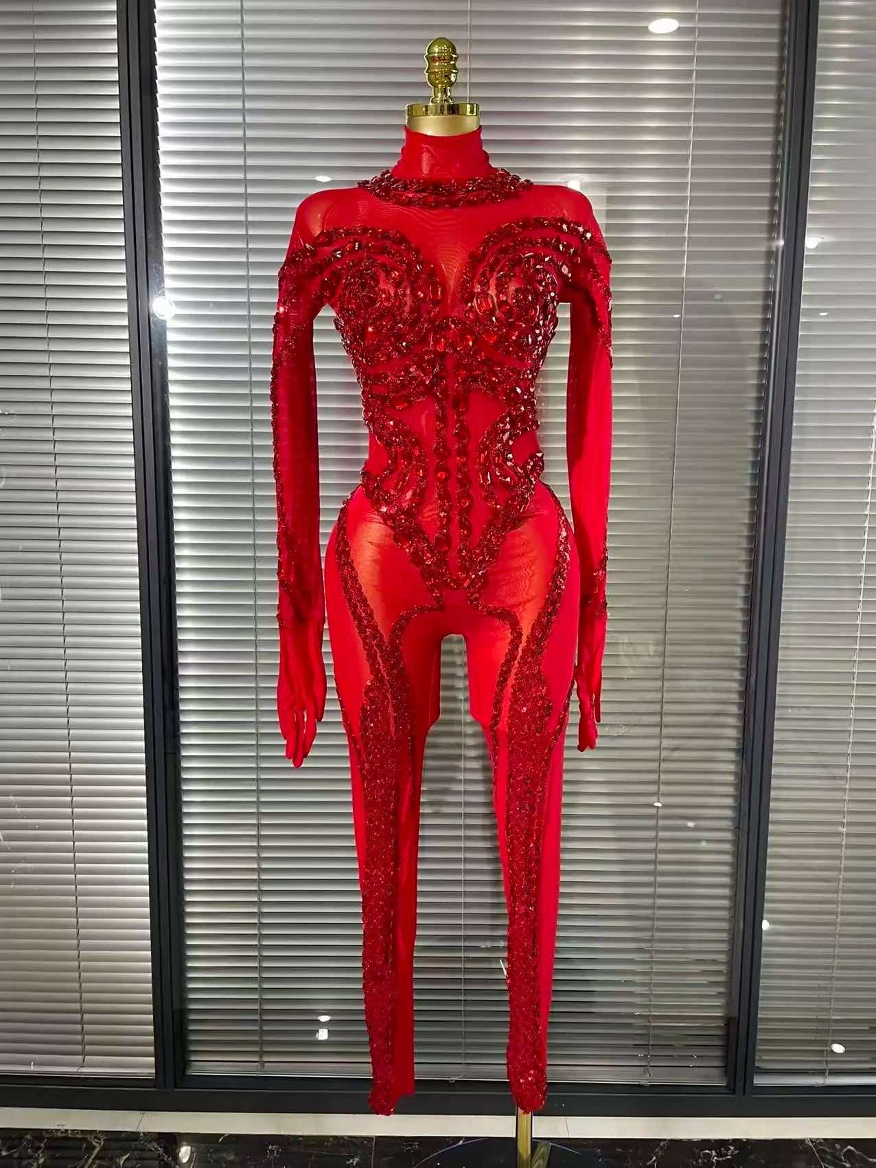 Fashion Sparkly Full Rhinestone Black Jumpsuit Sequin Sexy Club Party Birthday Leotard Drag Queen Pole Dance Costume Outfits