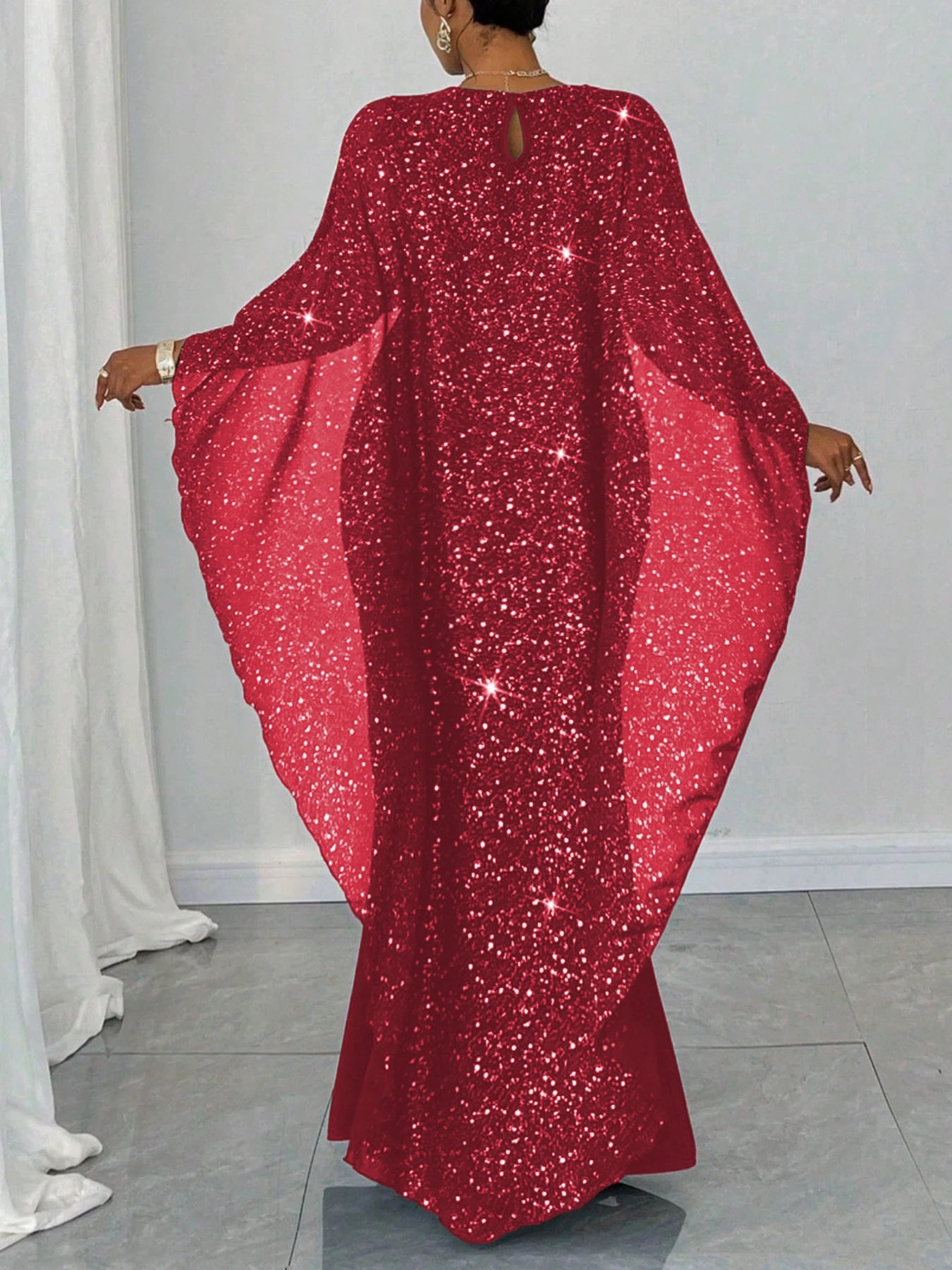 Plus Size Dress Women Fashion Elegant Temperament Versatile Bodycon Cape Patch Hotfix Rhinestone Design New