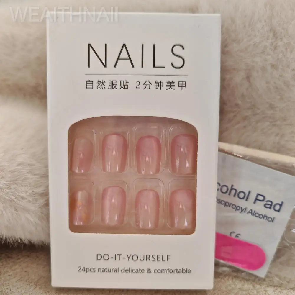 24 Pcs Green Solid Color Finger Nails Simple Press on Acrylic Nails for Gluing Ready Square Nail Tips Realistic False Nails 2025